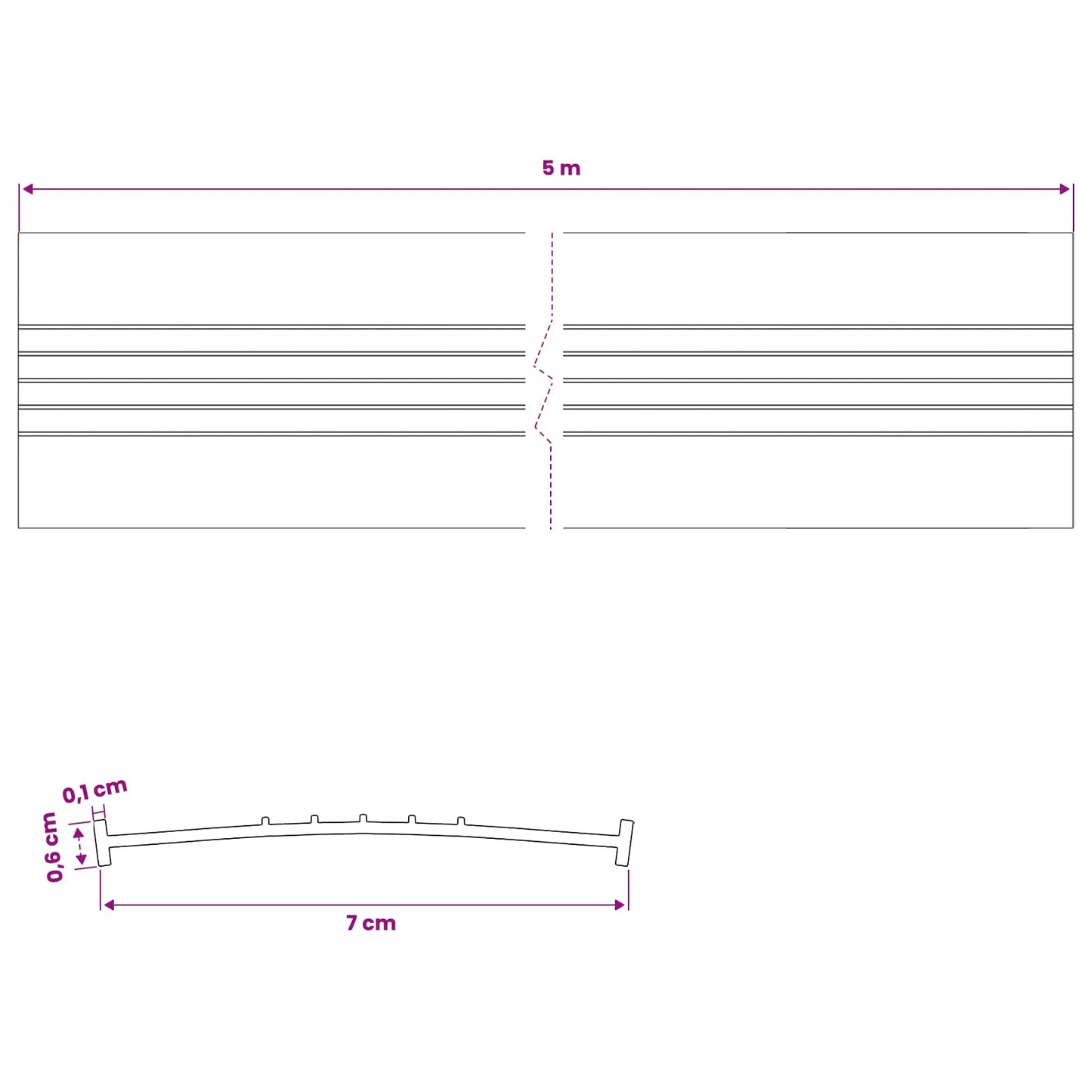 vidaXL Garage Door Seal Black 70 x 6 mm 5 m PVC