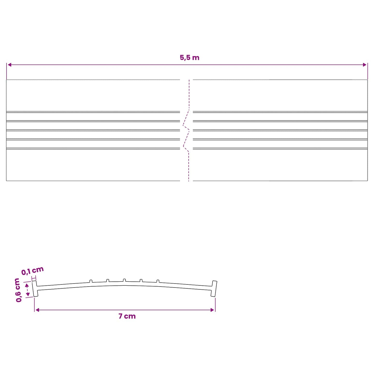 vidaXL Garage Door Seal Black 70 x 6 mm 5.5 m PVC