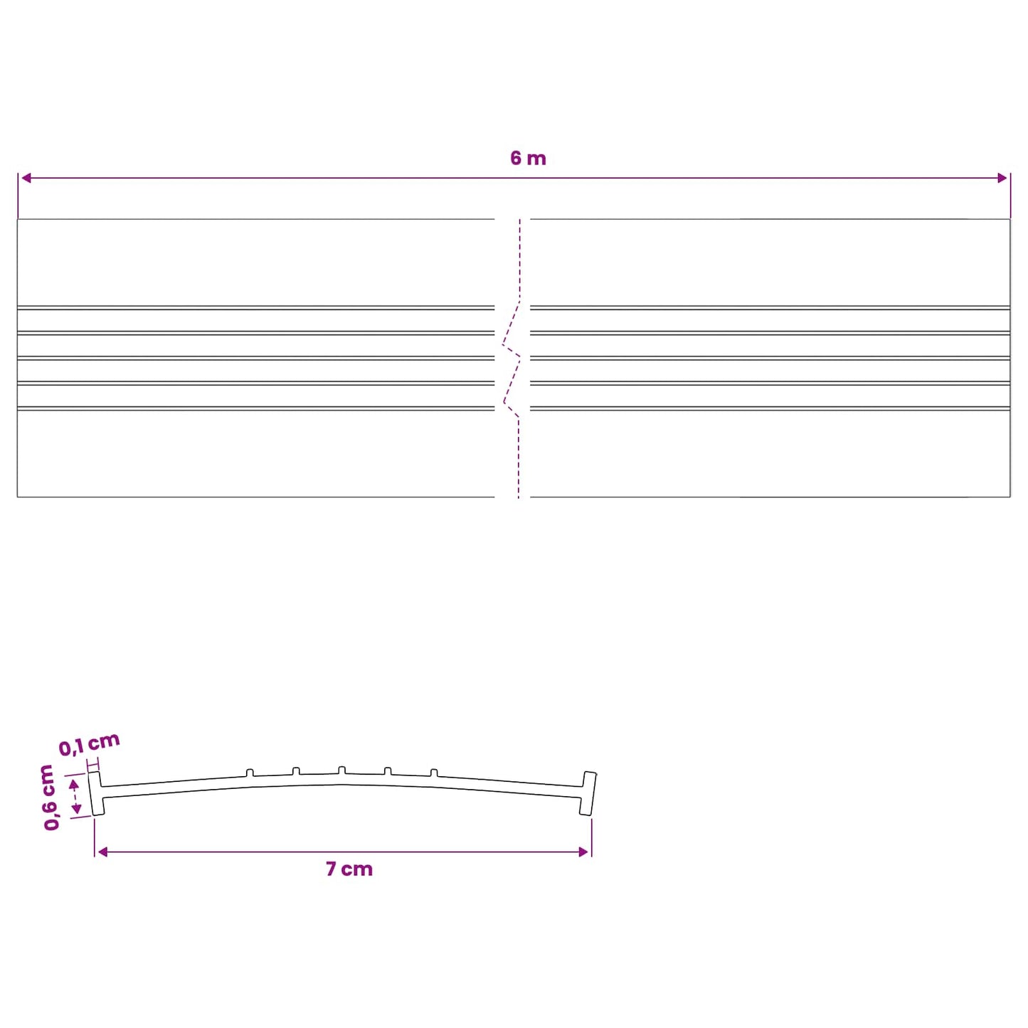 vidaXL Garage Door Seal Black 70 x 6 mm 6 m PVC