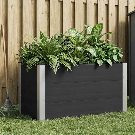 vidaXL Garden Raised Bed Black 100 x 50 x 54 cm WPC and Aluminium