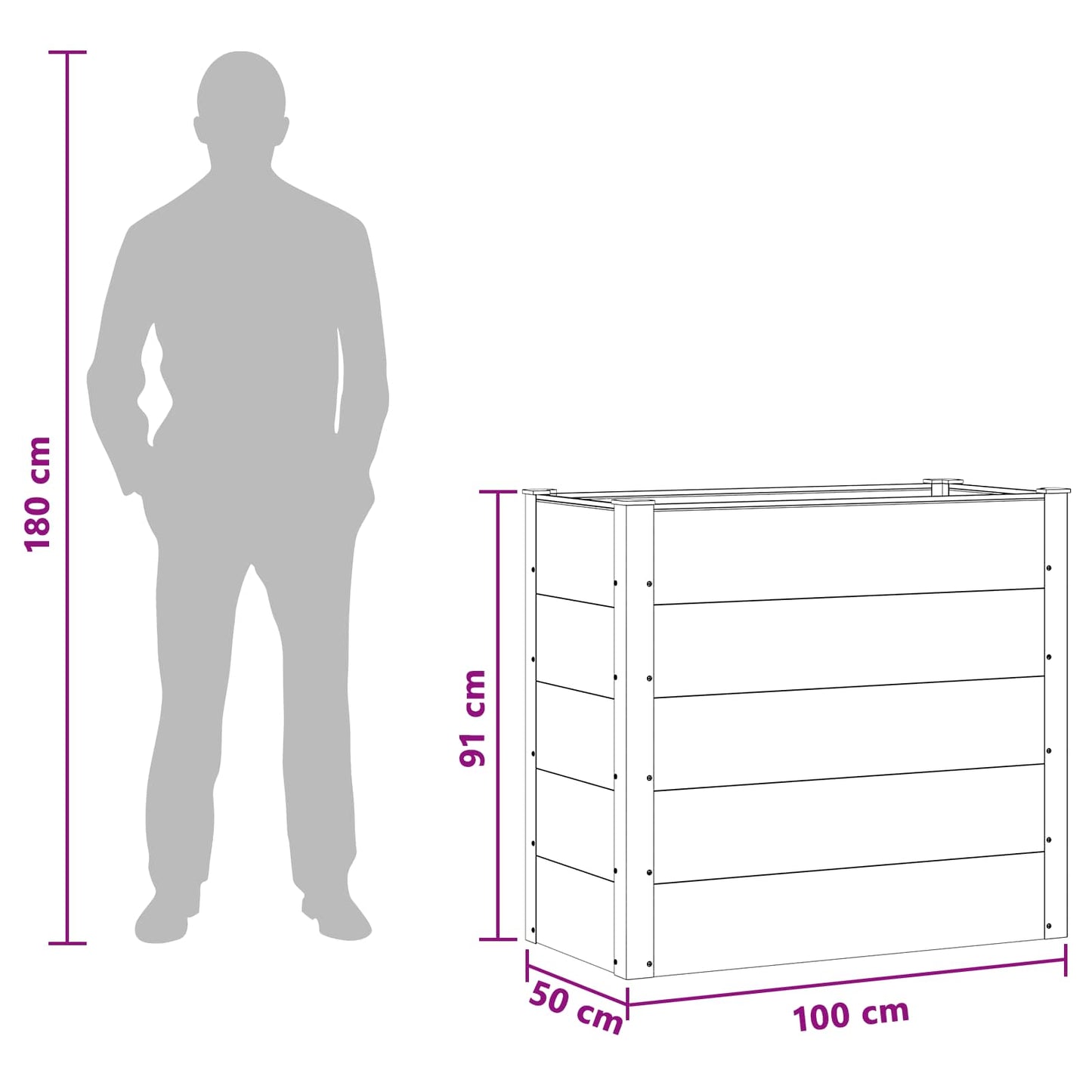vidaXL Garden Raised Bed Brown 100 x 50 x 91 cm