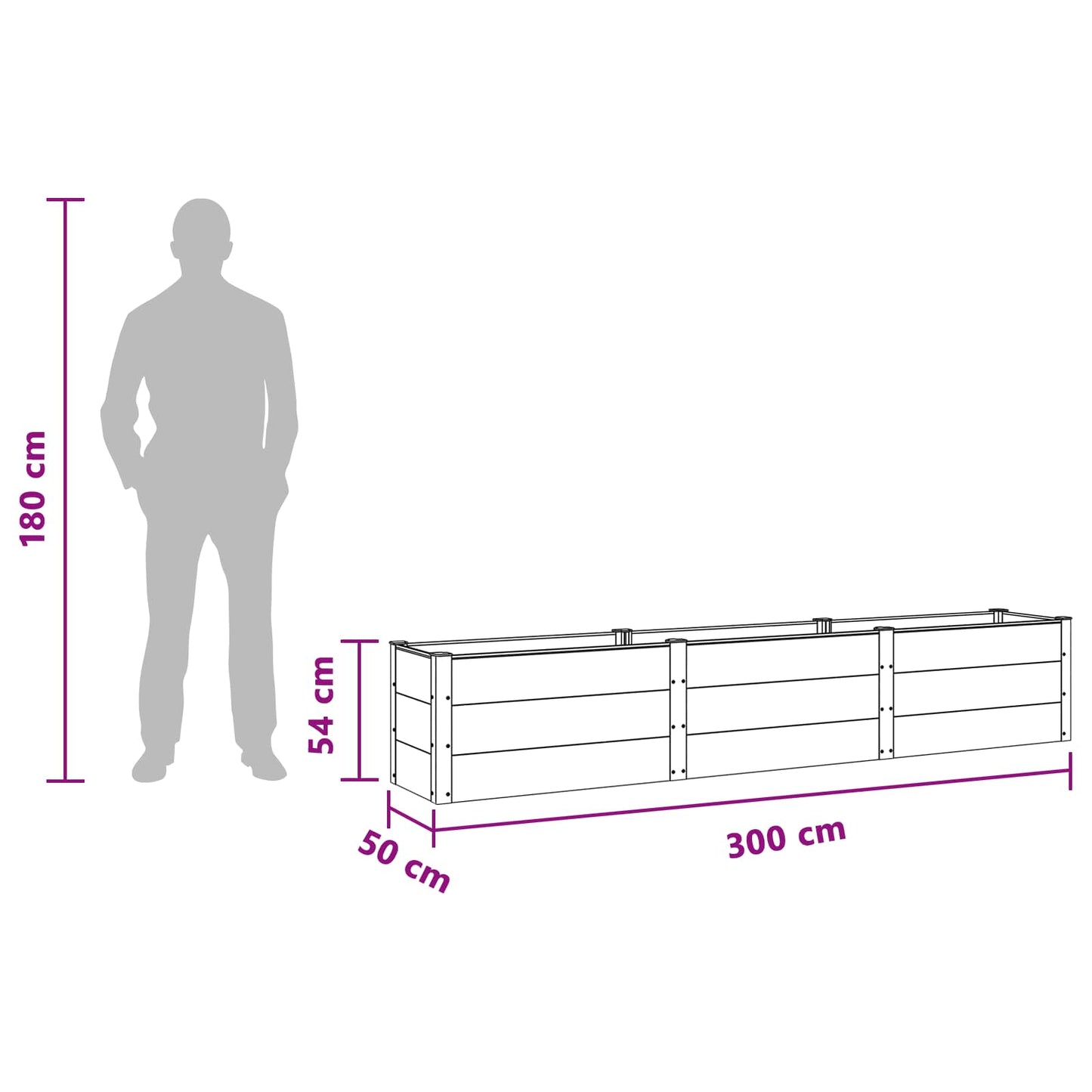 vidaXL Garden Raised Bed Brown 300 x 50 x 54 cm