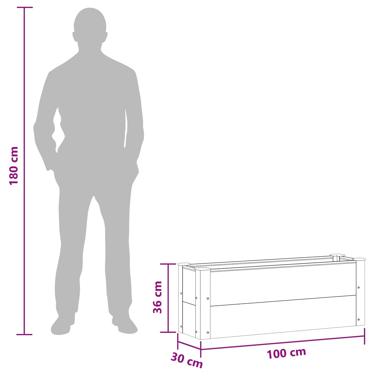 vidaXL Garden Raised Bed Black 100 x 30 x 36 cm