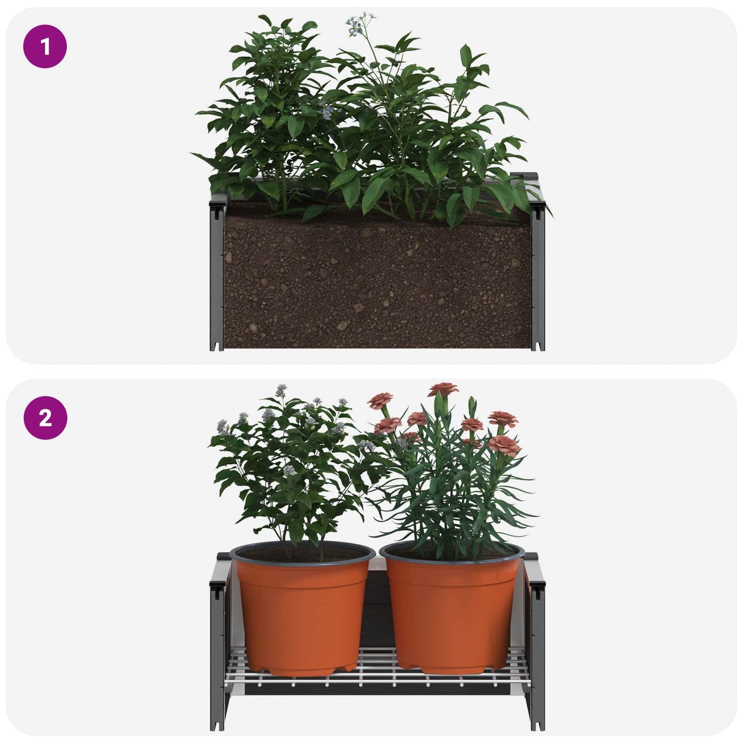 vidaXL Garden Raised Bed Grey 50 x 30 x 22 cm WPC and Aluminium