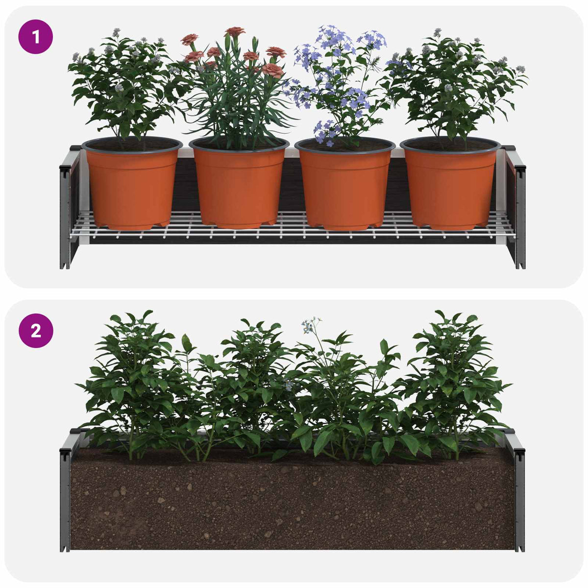 vidaXL Garden Raised Bed Grey 100 x 30 x 22 cm WPC and Aluminium