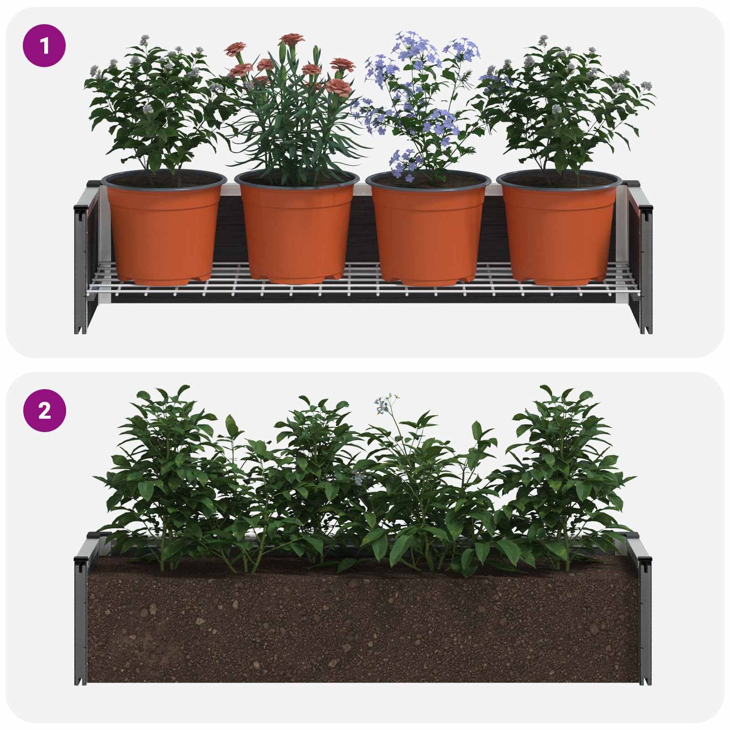 vidaXL Garden Raised Bed Grey 100 x 30 x 22 cm WPC and Aluminium