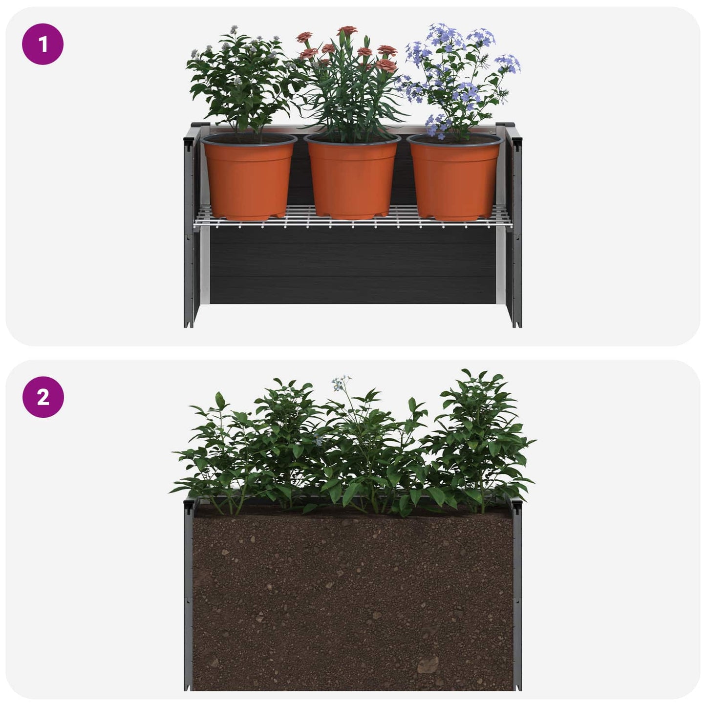 vidaXL Garden Raised Bed Grey 75 x 30 x 42 cm WPC and Aluminium