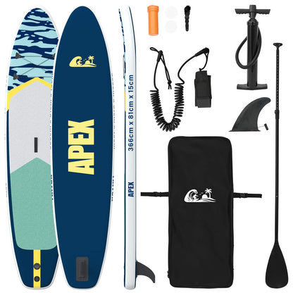 vidaXL Inflatable Stand Up Paddle Board APEX 366 x 81 x 15 cm Blue for