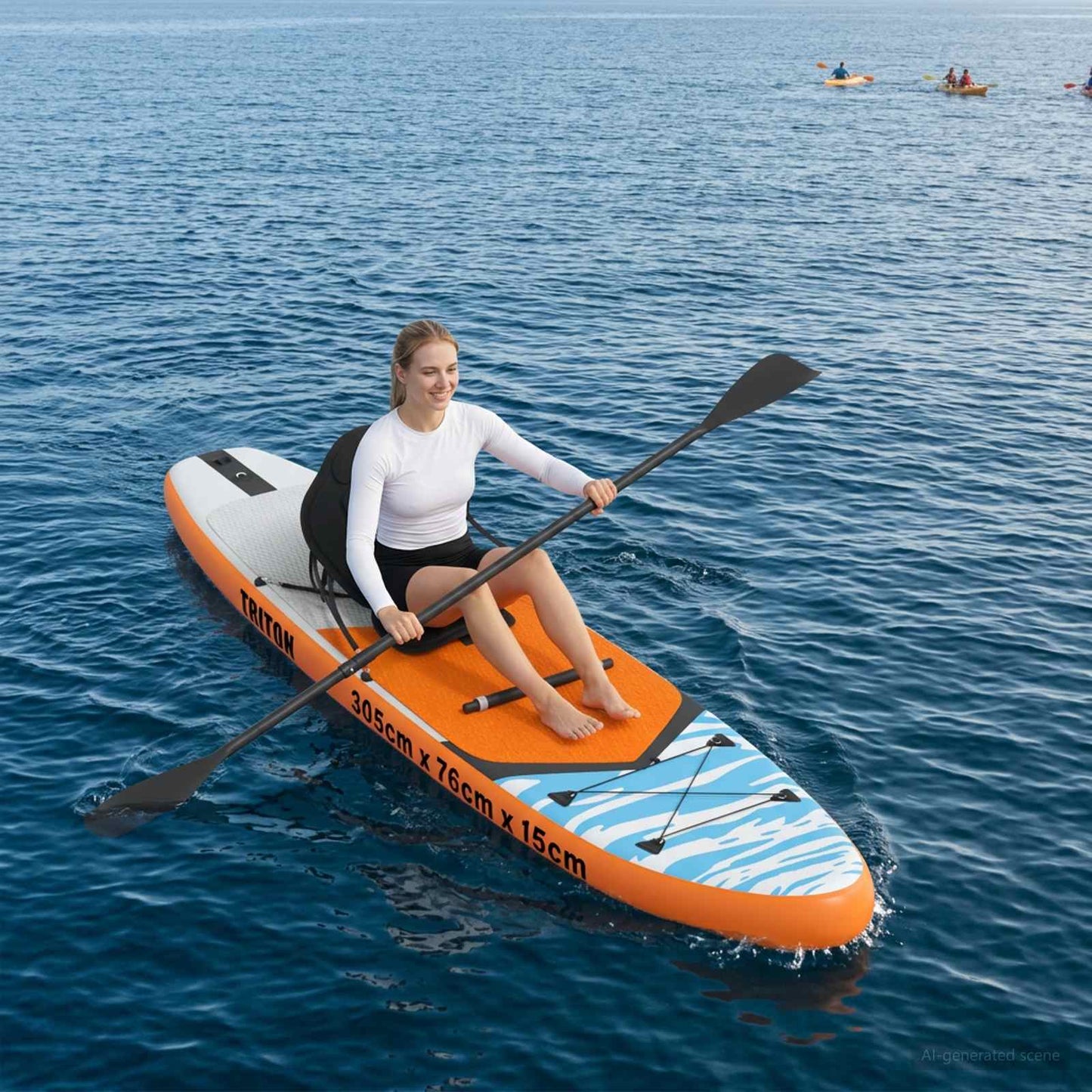 vidaXL SUP Board with Seat 2-in-1 TRITON 305 x 76 x 15 cm Blue for