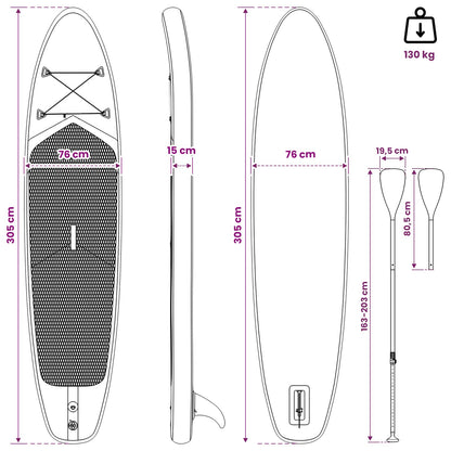 vidaXL SUP Board with Seat 2-in-1 TRITON 305 x 76 x 15 cm Blue for