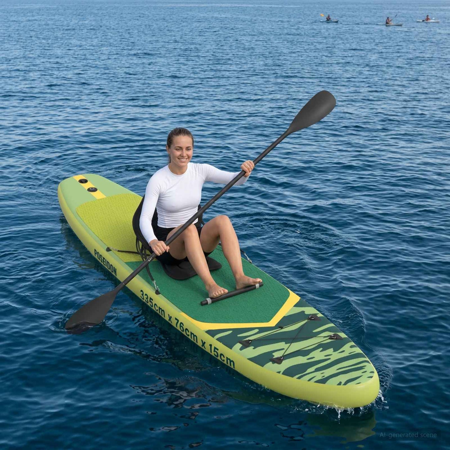 vidaXL SUP Board with Seat 2-in-1 POSEIDON 335 x 76 x 15 cm Green for