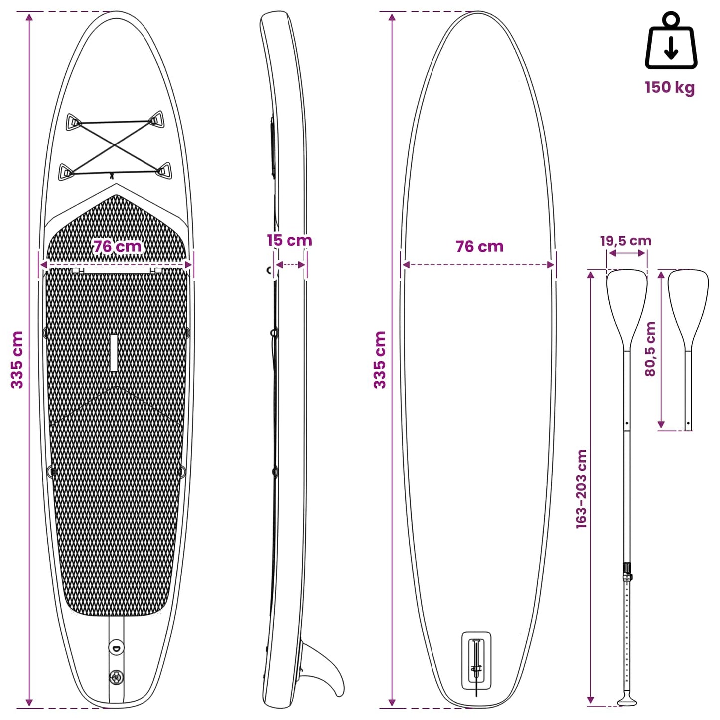 vidaXL SUP Board with Seat 2-in-1 TRITON 335 x 76 x 15 cm Blue for