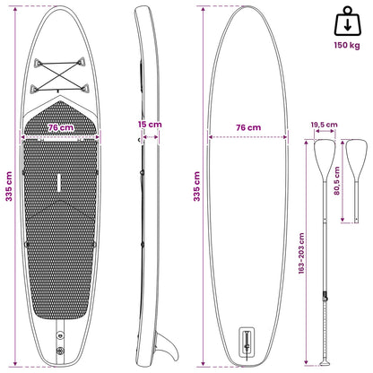 vidaXL SUP Board with Seat 2-in-1 APEX 335 x 76 x 15 cm Blue for