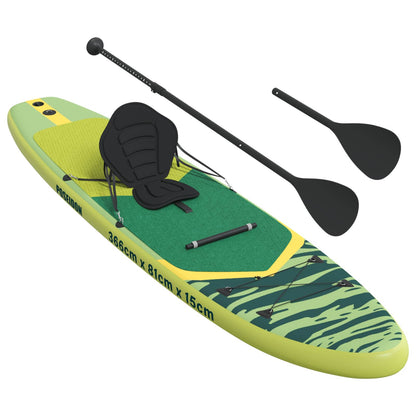 vidaXL SUP Board with Seat 2-in-1 POSEIDON 366 x 81 x 15 cm Green for