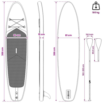 vidaXL SUP Board with Seat 2-in-1 TRITON 366 x 81 x 15 cm Blue for
