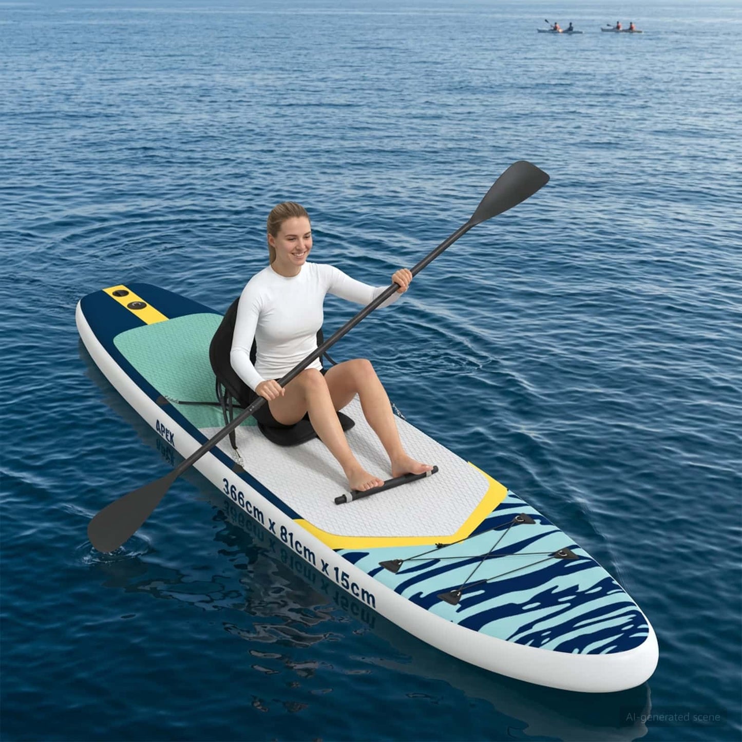 vidaXL SUP Board with Seat 2-in-1 APEX 366 x 81 x 15 cm Blue for