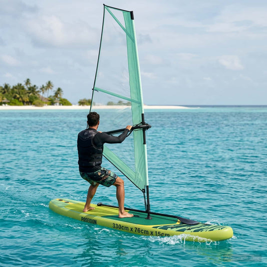 vidaXL Inflatable SUP Board with Sail POSEIDON 330 x 76 x 15 cm Green