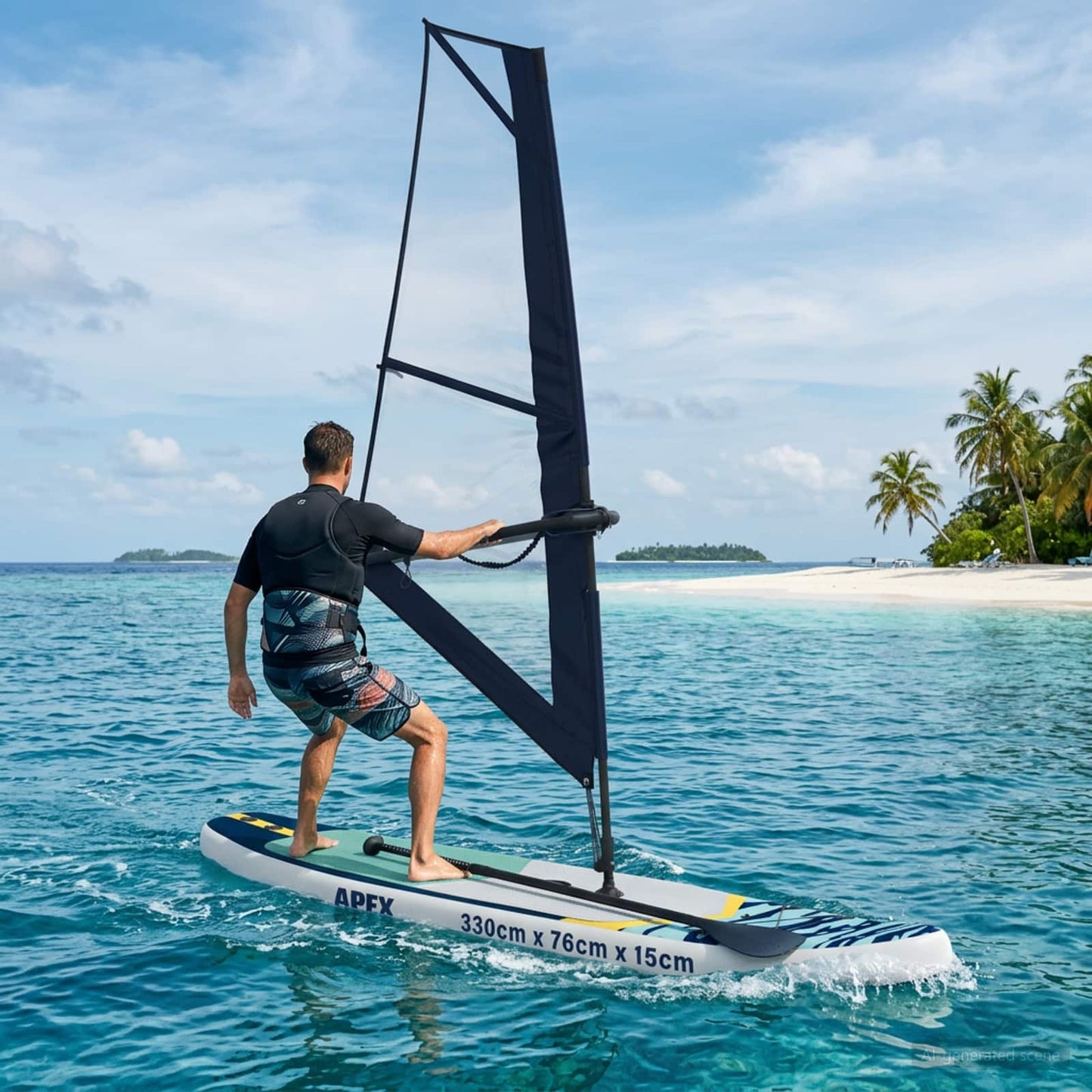 vidaXL Inflatable SUP Board with Sail APEX 330 x 76 x 15 cm Blue for