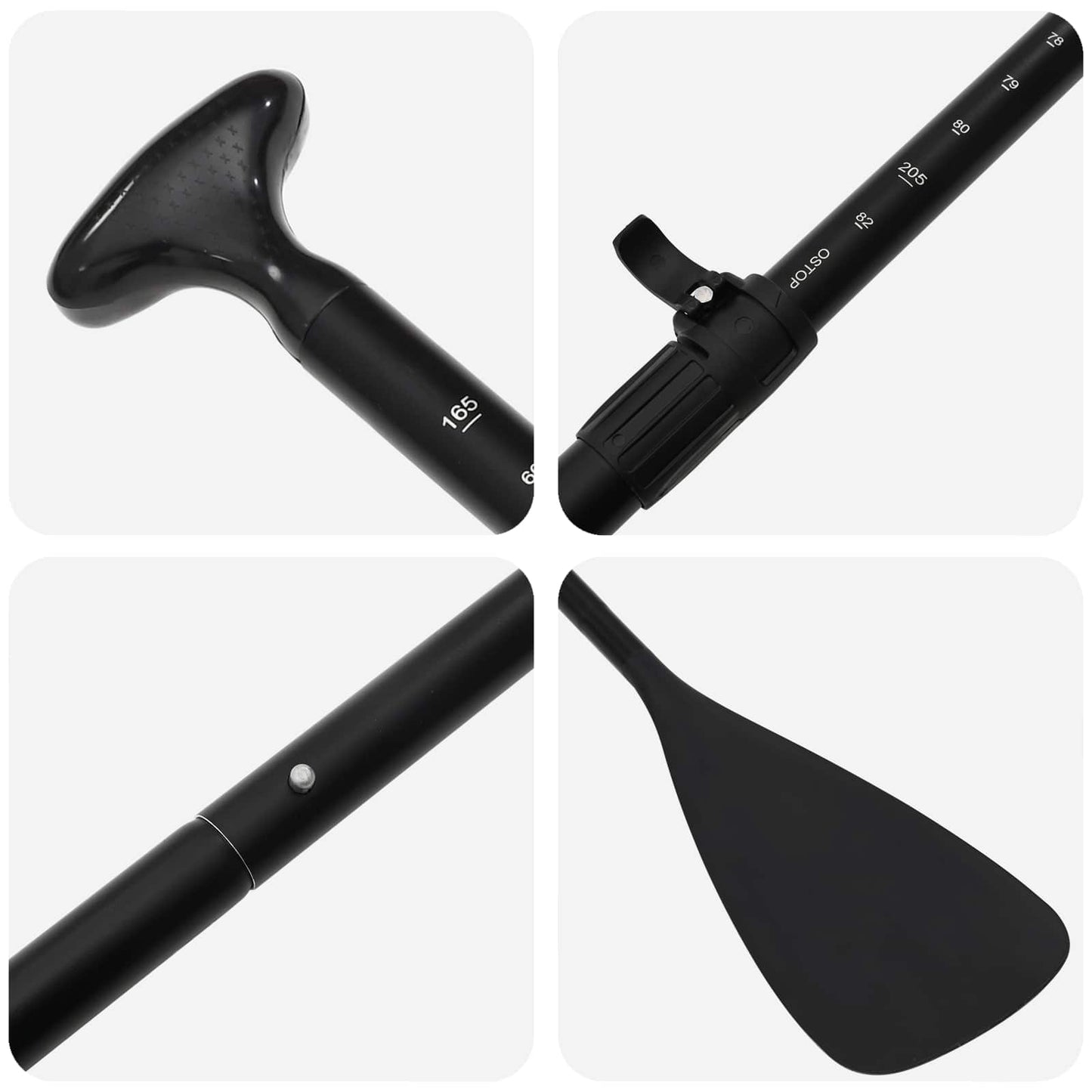 vidaXL 2 in 1 Kayak & SUP Paddle 203 x 19.5 cm Black