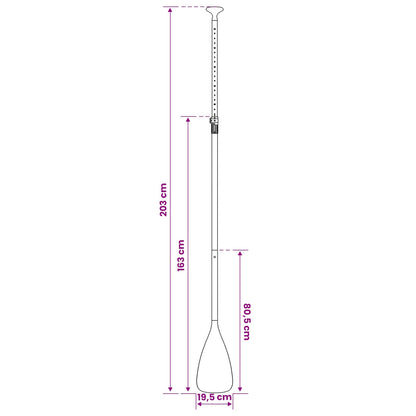 vidaXL 2 in 1 Kayak & SUP Paddle 203 x 19.5 cm Black