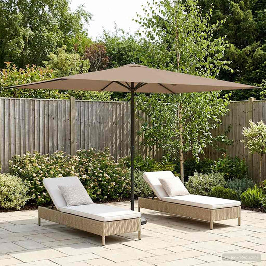 vidaXL Garden Parasol 200 x 300 cm Polyester Rectangular Taupe