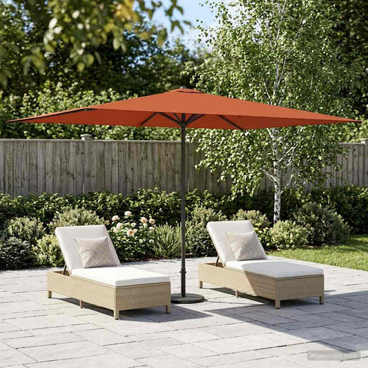vidaXL Garden Parasol 200 x 300 cm Polyester Rectangular Terracotta