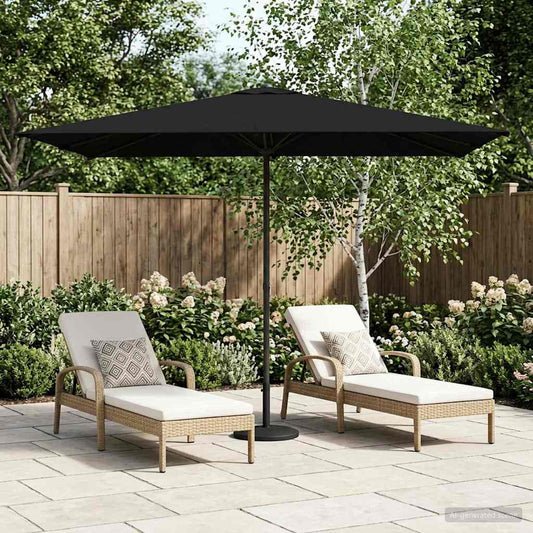 vidaXL Garden Parasol 200 x 300 cm Polyester Rectangular Black