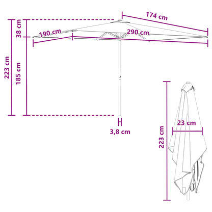 vidaXL Garden Parasol 200 x 300 cm Polyester Rectangular