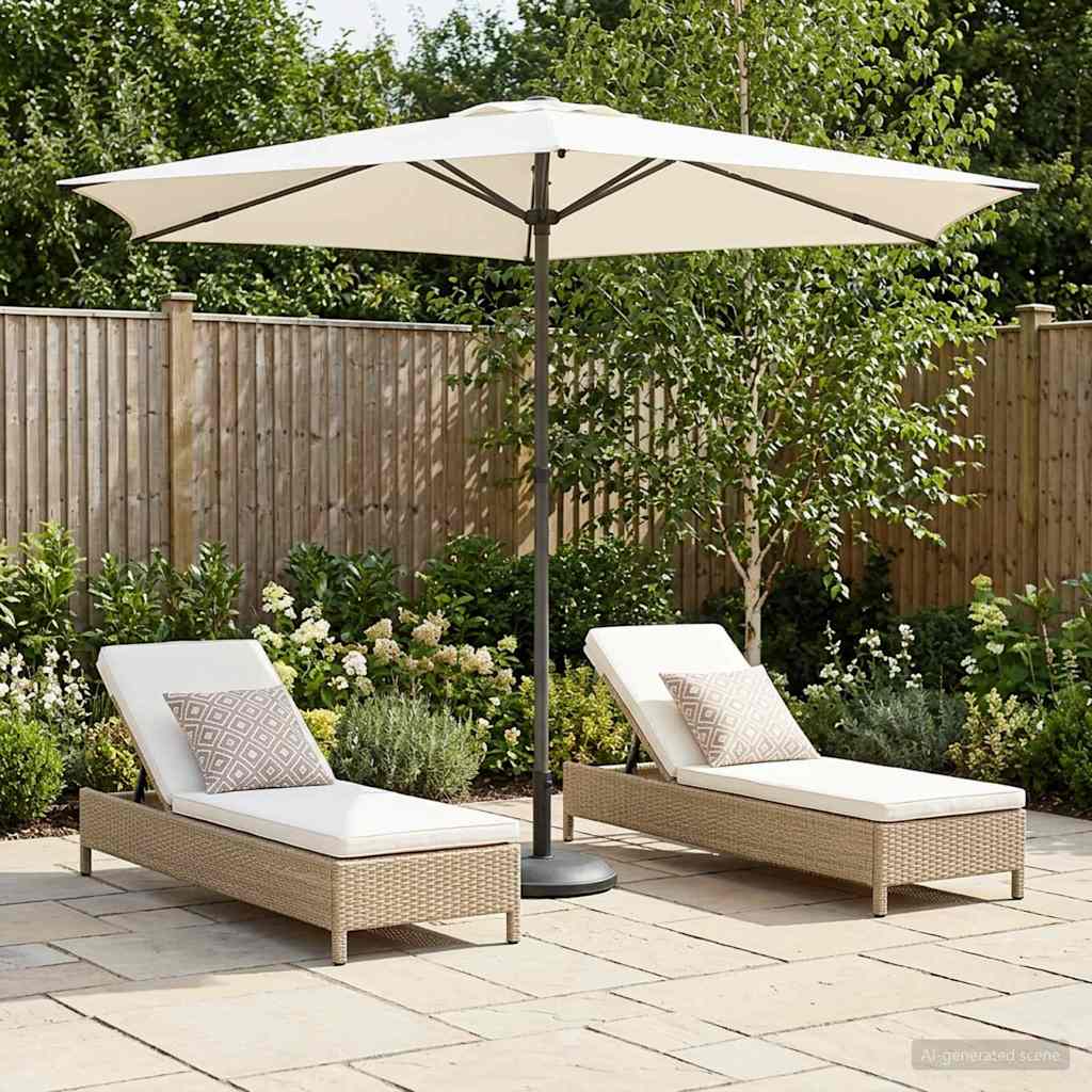 vidaXL Garden Parasol 270 x 270 cm Polyester Rectangular Cream