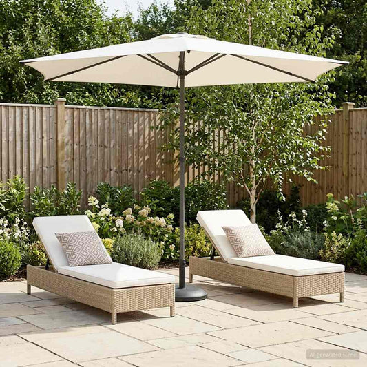 vidaXL Garden Parasol 270 x 270 cm Polyester Rectangular Cream