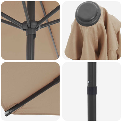 vidaXL Garden Parasol 270 x 270 cm Polyester Rectangular Taupe