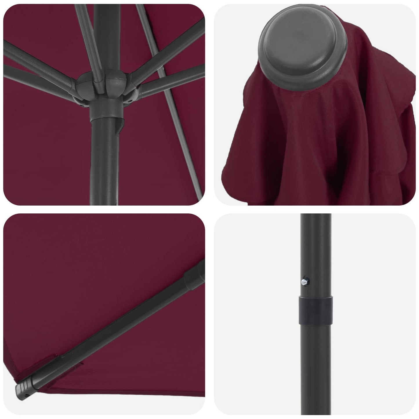 vidaXL Garden Parasol 270 x 270 cm Polyester Rectangular Bordeaux Red