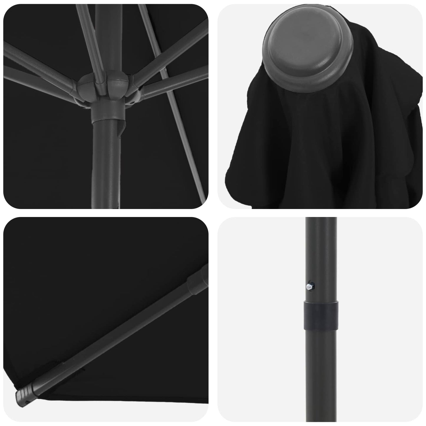 vidaXL Garden Parasol 270 x 270 cm Polyester Rectangular Black