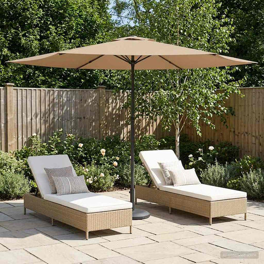 vidaXL Garden Parasol 300 x 300 cm Polyester Rectangular Taupe