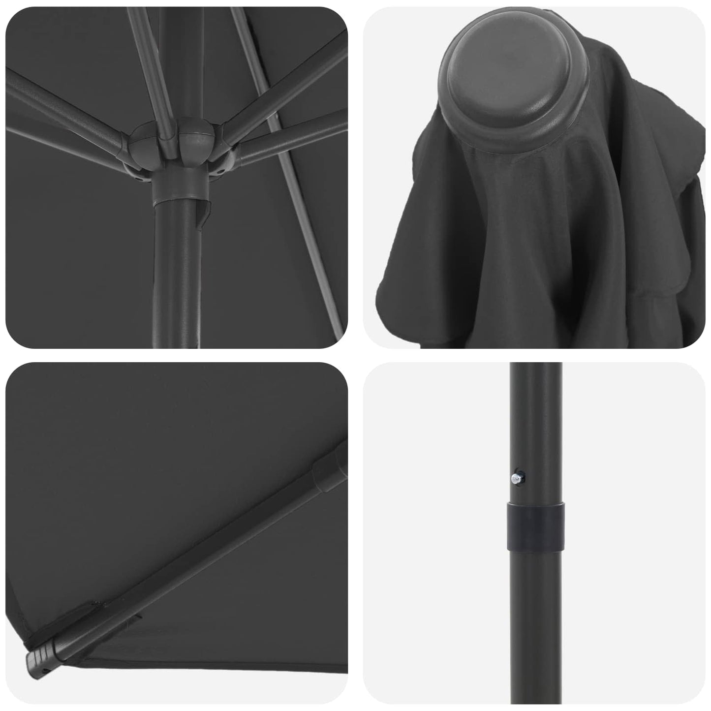 vidaXL Garden Parasol 300 x 300 cm Polyester Rectangular Anthracite