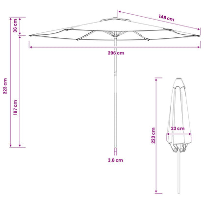 vidaXL Garden Parasol 300 x 300 cm Polyester Rectangular Black