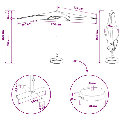 vidaXL Garden Parasol with Base 200 x 300 cm Polyester Rectangular