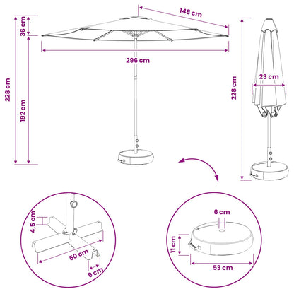vidaXL Garden Parasol with Base 300 x 300 cm Polyester Rectangular