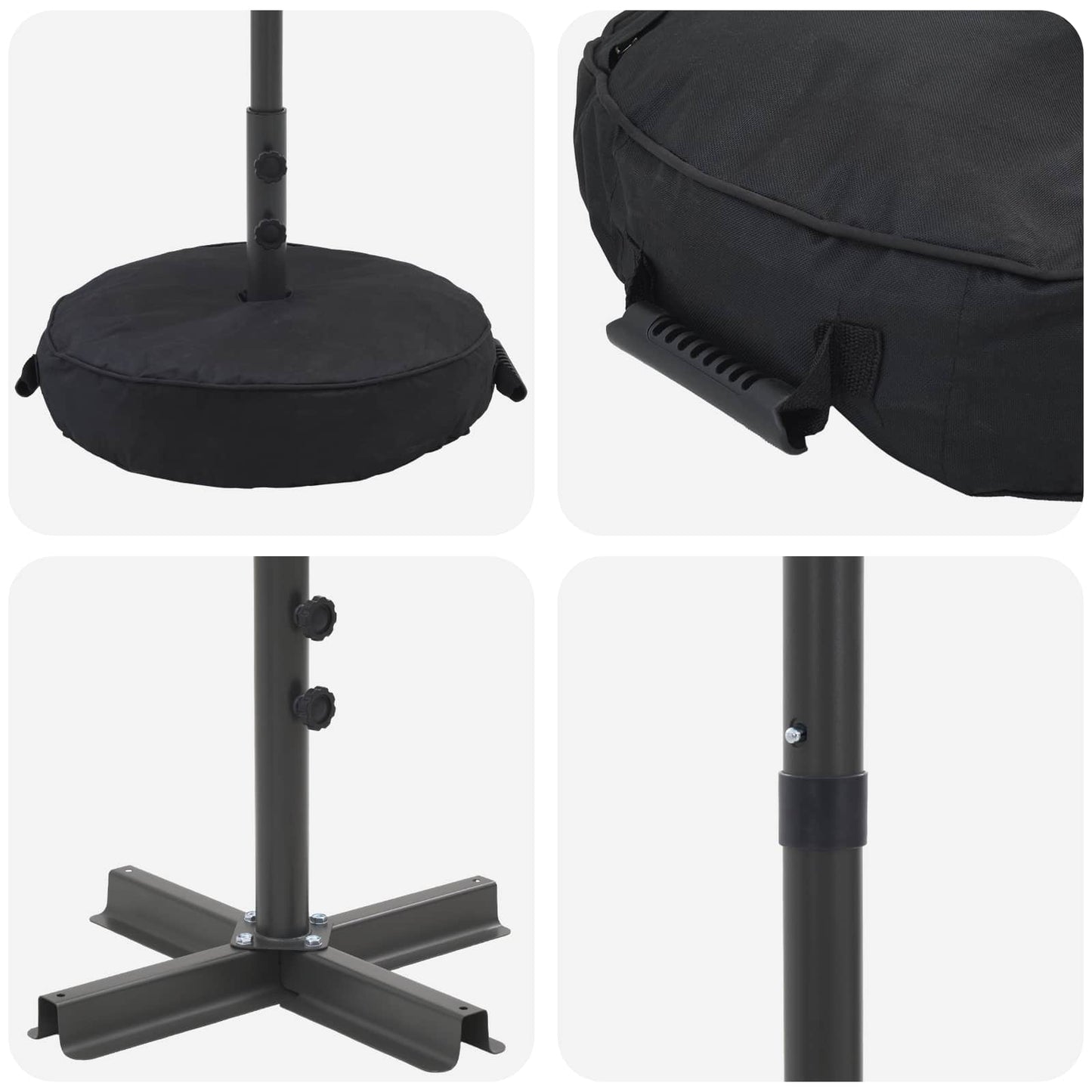 vidaXL Garden Parasol 300 x 300 cm Polyester Rectangular Black