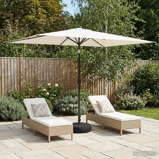 vidaXL Garden Parasol with LED Lights and Base 200 x 300 cm Polyester