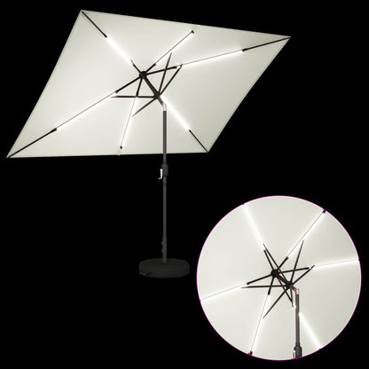 vidaXL Garden Parasol with LED Lights and Base 200 x 300 cm Polyester