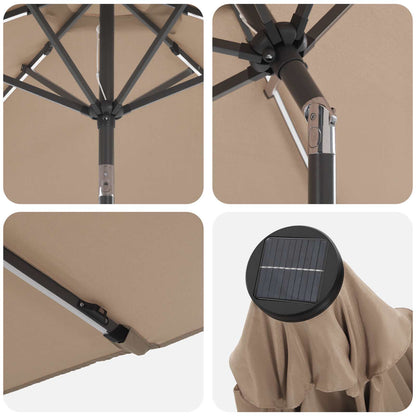vidaXL Garden Parasol with LED Lights and Base 200 x 300 cm Polyester