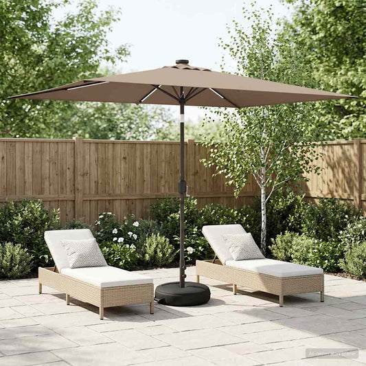 vidaXL Garden Parasol with LED Lights and Base 200 x 300 cm Polyester