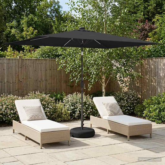 vidaXL Garden Parasol with LED Lights and Base 200 x 300 cm Polyester
