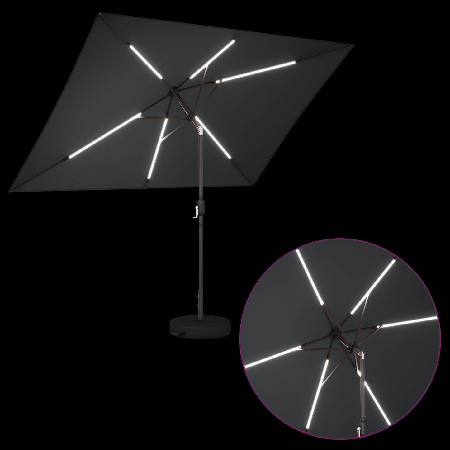 vidaXL Garden Parasol with LED Lights and Base 200 x 300 cm Polyester