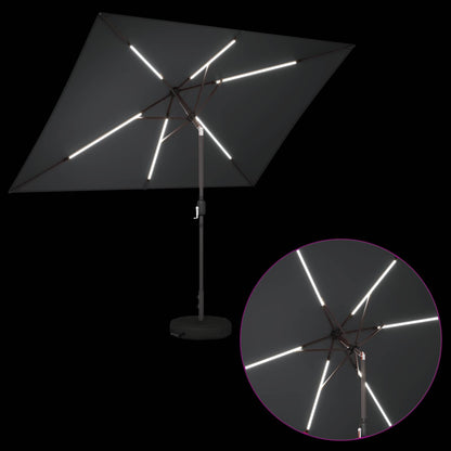 vidaXL Garden Parasol with LED Lights and Base 200 x 300 cm Polyester