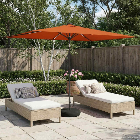 vidaXL Garden Parasol with LED Lights and Base 200 x 300 cm Polyester