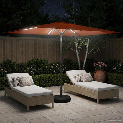 vidaXL Garden Parasol with LED Lights and Base 200 x 300 cm Polyester