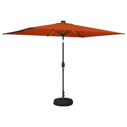 vidaXL Garden Parasol with LED Lights and Base 200 x 300 cm Polyester