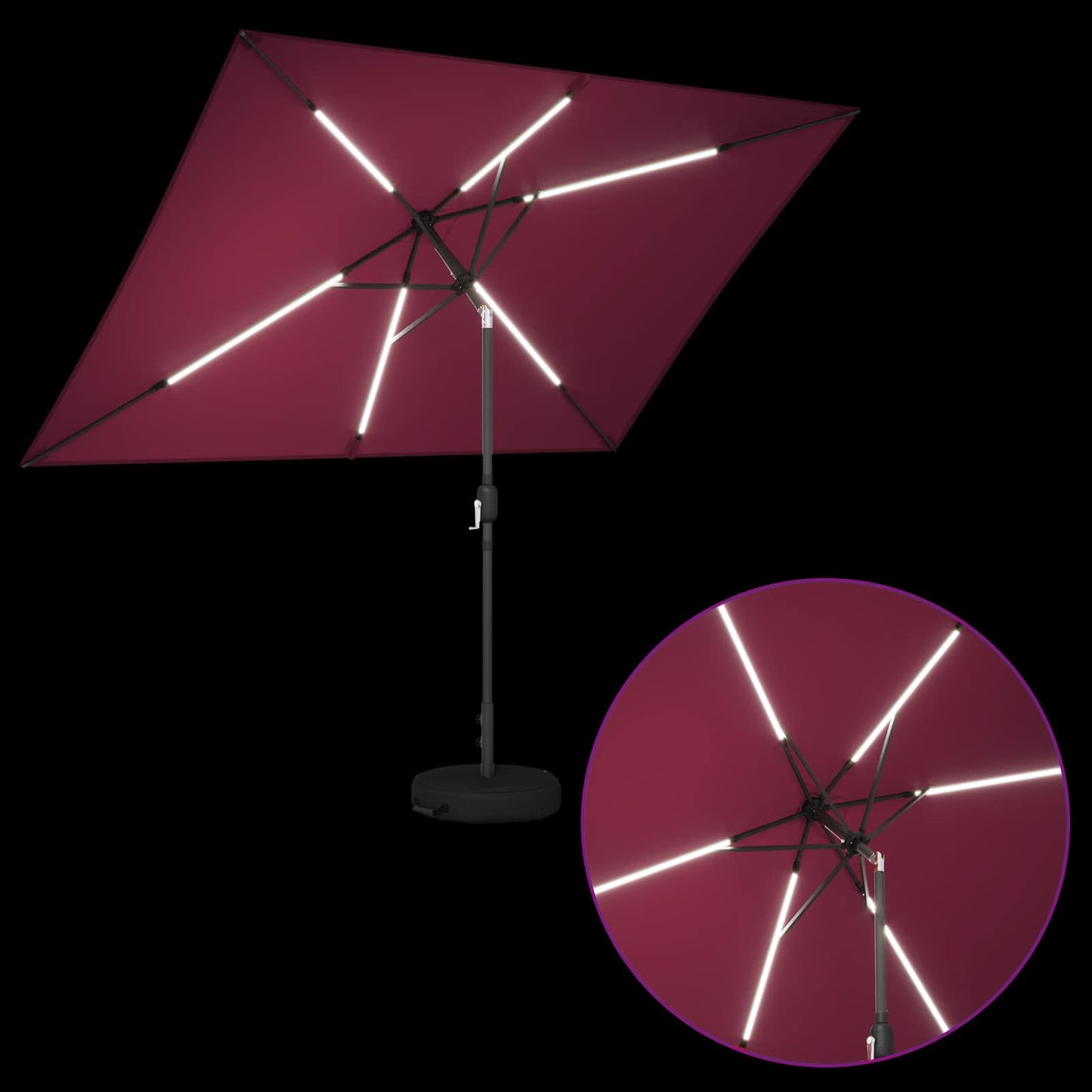 vidaXL Garden Parasol with LED Lights and Base 200 x 300 cm Polyester